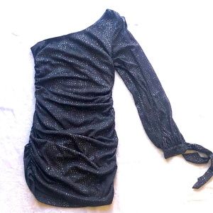 Teeze Me Gray Sparkly One Shoulder Dress